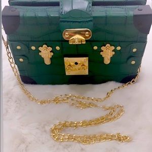 Leather clutch purse with gold chain strap!!